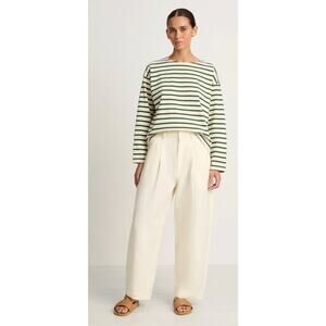 Apiece Apart Pants 6 Bari Crop Barrel Pleated Cream Linen Dressy Office Luxury